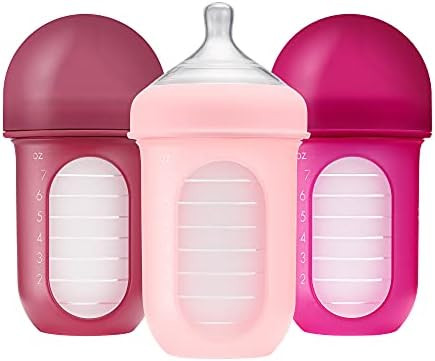 Boon B11226 Reusable Silicone Pouch, Air-Free Feeding, 8 Ounce with Stage 2 Nursh Baby Bottles, 3... | Amazon (US)