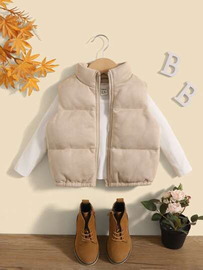SHEIN Baby 1pc Zipper Front Vest Puffer Coat | SHEIN