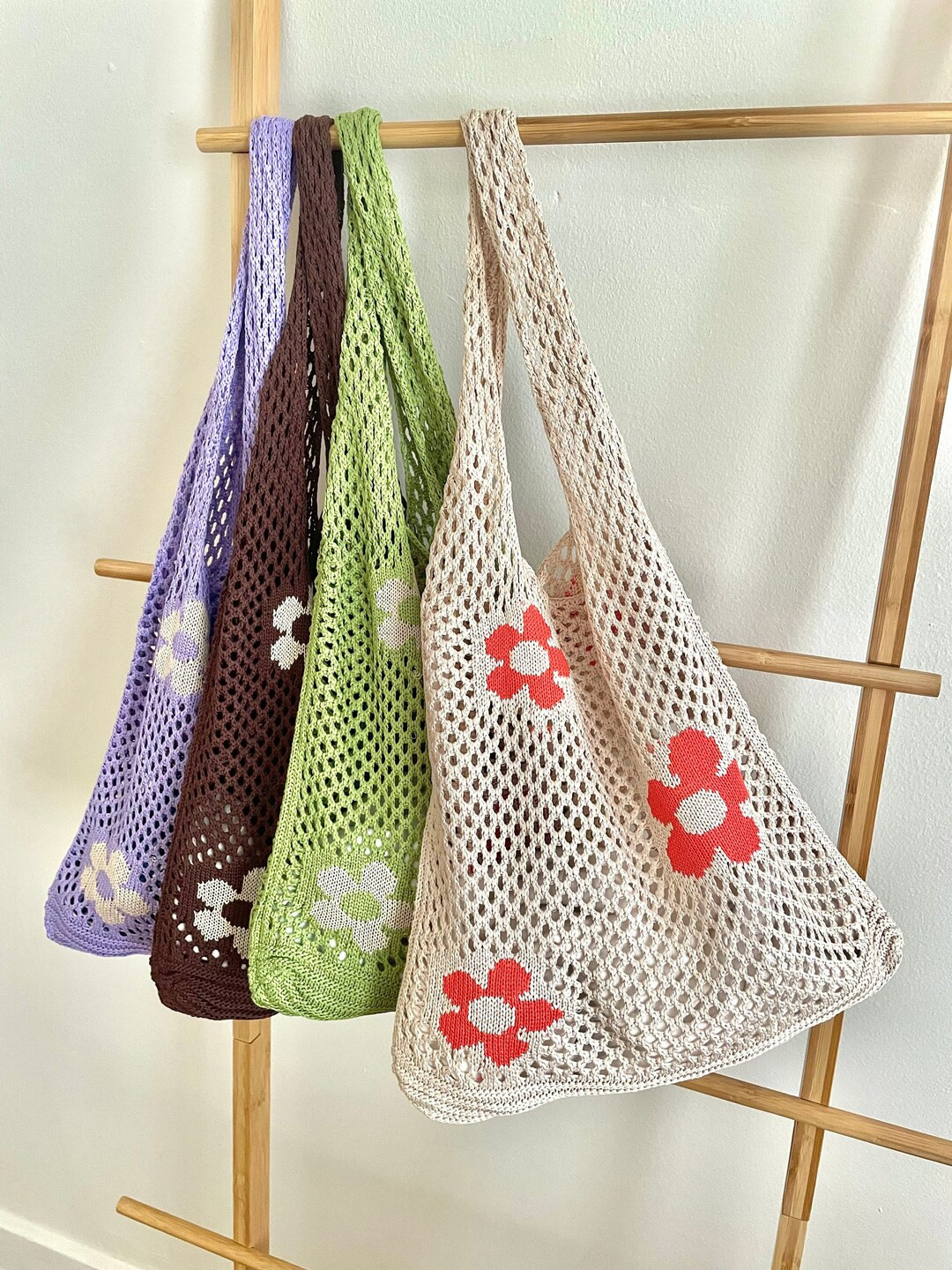 Crochet Floral Tote Bag Crossbody Bag Cute Tote Bag Women's Tote Bag Girls Tote Bag Book Bag Beac... | Etsy (US)