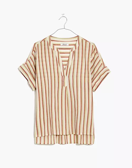 Crinkle Cotton Lakeline Popover Shirt in Stripe | Madewell