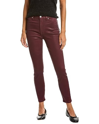 7 For All Mankind Women's High-Waist Ankle Skinny Faux Jeans, Coated Ruby RUS, 28 | Amazon (US)