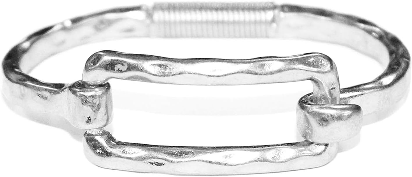 POMINA Chunky Fashion Bangle Bracelet for Women, Hammered Worn Gold & Silver Tone, Unique Style S... | Amazon (US)