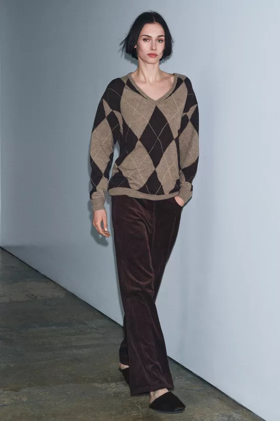 100% WOOL DIAMOND JUMPER | Zara UK