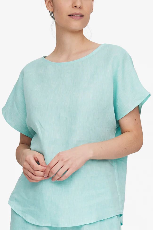 Woven T-Shirt Turquoise Linen | The Sleep Shirt
