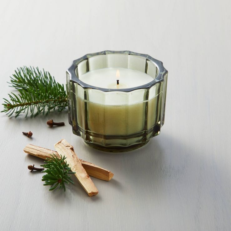 Fluted Glass Fireside Spruce Seasonal Jar Candle Green - Hearth & Hand™ with Magnolia | Target