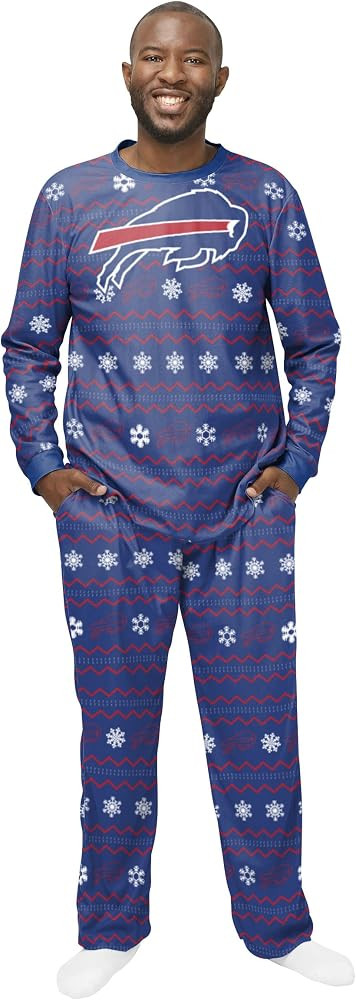 FOCO NFL Men's Team Color Large Primary Logo 2 Piece Top and Bottom Ugly Pajama Set | Amazon (US)