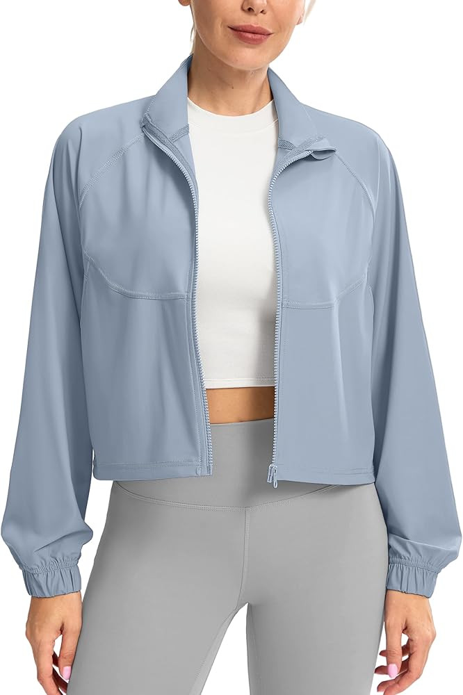 Soothfeel Women's Athletic Running Jacket Zip Up Cropped Workout Jackets Lightweight Gym Sports U... | Amazon (US)