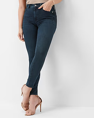 Mid Rise Dark Wash Supersoft Skinny Jeans | Express