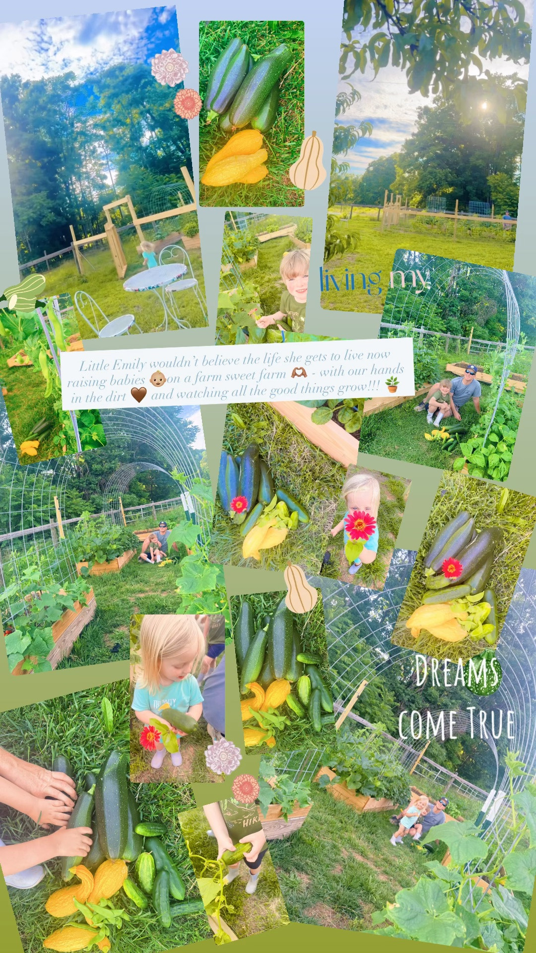 Little Emily wouldn’t believe the life she gets to live now raising babies 👶🏼on a farm sweet farm 🫶🏽 - with our hands in the dirt 🤎 and watching all the good things grow!!! 🪴