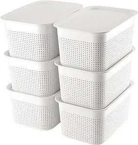 AREYZIN Plastic Storage Bins With Lid Set of 6 Baskets for Organizing Container Lidded Organizer ... | Amazon (US)