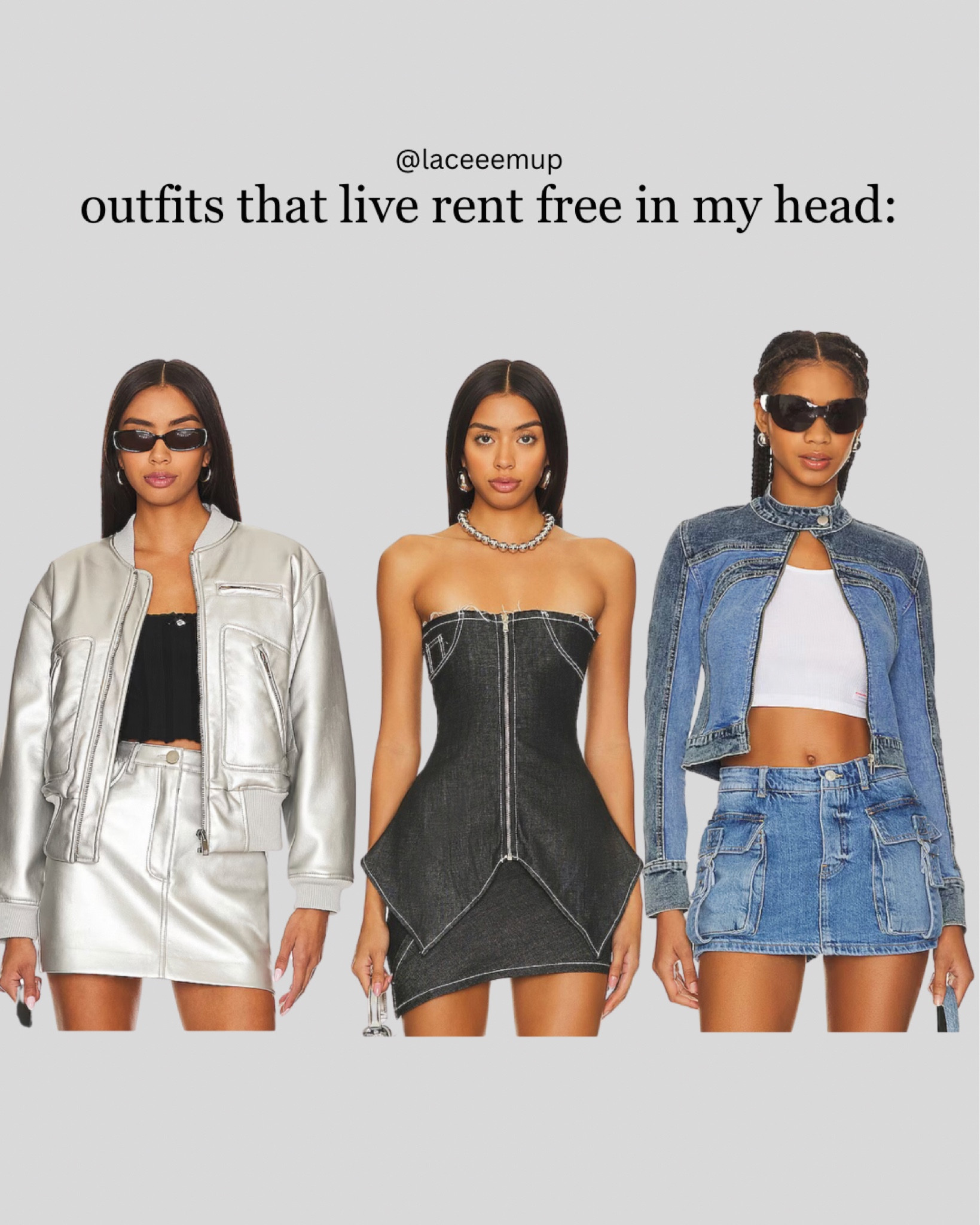 It’s giving main character - #skirtsandtops #jacketandskirt #denimset #skirtoutfits #revolve #silveroutfits #metallic 

#LTKstyletip #LTKparties #LTKMostLoved