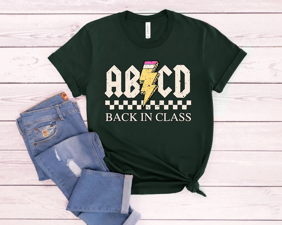 Rock 'n' Roll ABCD Back in Class Tee Retro Unisex Graphic Tee Cool Back to School Shirt Perfect f... | Etsy (US)