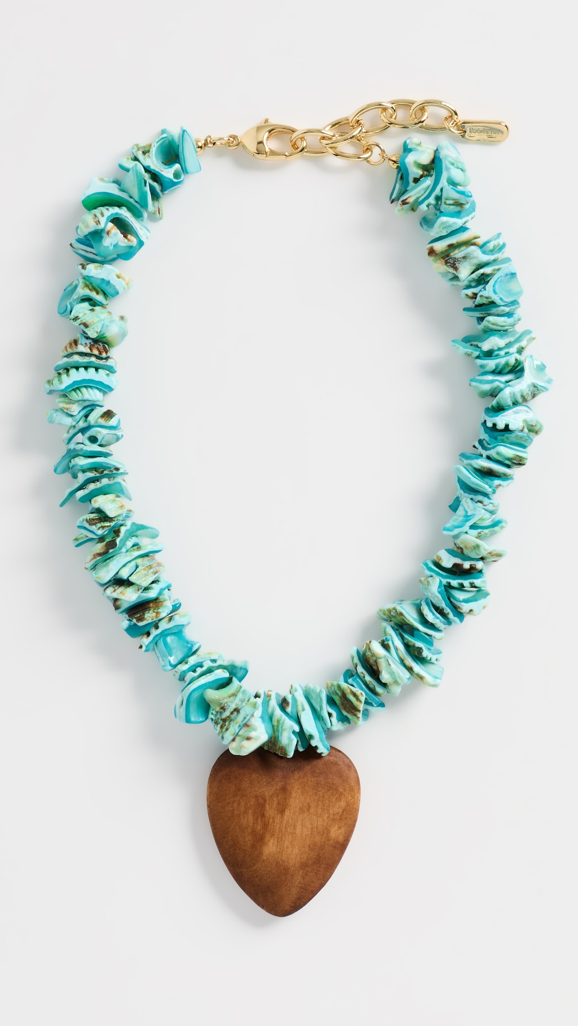 Logan Tay Blue Beaded Wooden Heart Necklace Blue One Size | Shopbop