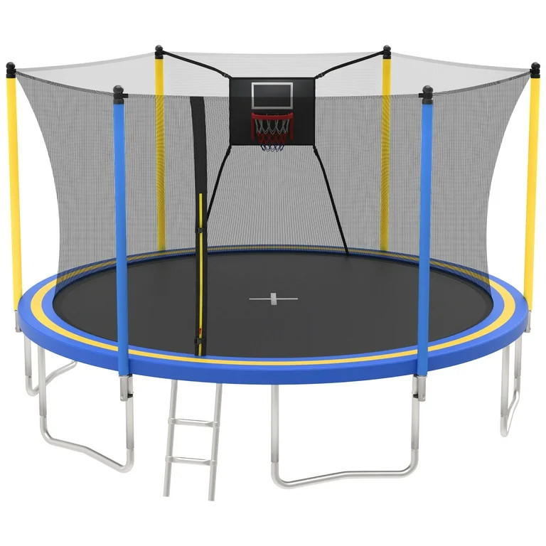14ft Trampoline with Basketball Hoop, SEGMART Upgraded Round Kids Outdoor Trampoline with Enclosu... | Walmart (US)