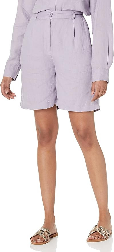The Drop Women's Millie Loose-Fit Pleated Long Linen Walk Short | Amazon (US)