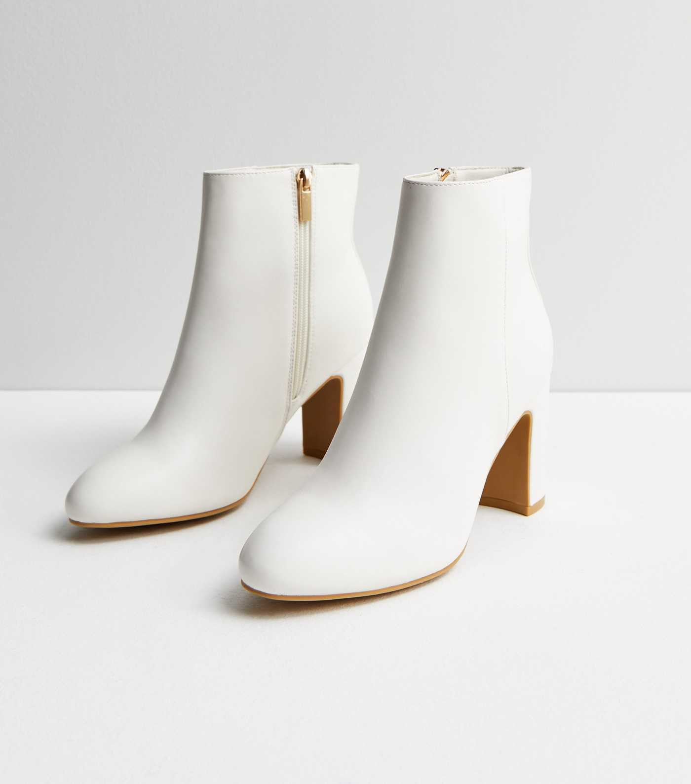 Off White Leather-Look Block Heel Ankle Boots
						
						Add to Saved Items
						Remove from S... | New Look (UK)