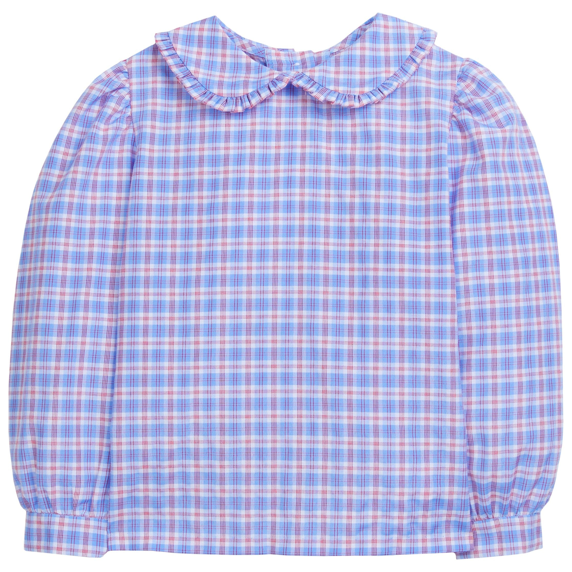 Paddington Plaid Blouse - Girl's Ruffle Collar Shirt | Little English