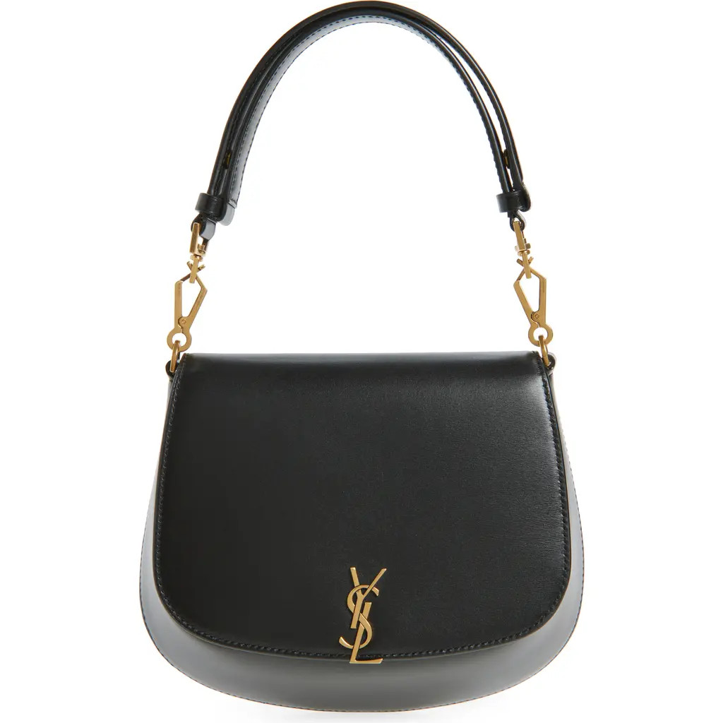 Saint Laurent Mini Voltaire Box Leather Top Handle Bag in Noir at Nordstrom | Nordstrom