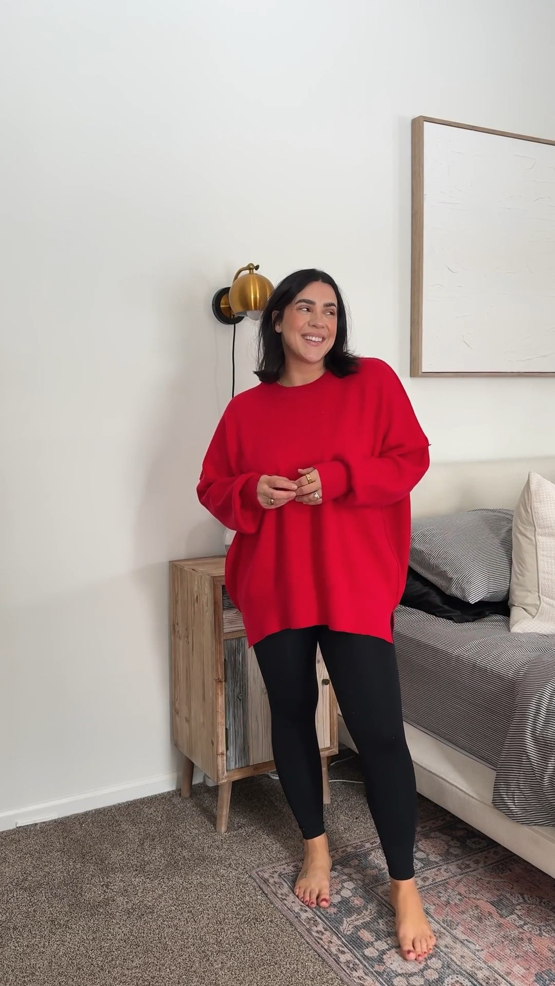 Cozy stretchy and oversized sweater perfect for a cozy, laid back Valentine’s Day outfit! My size L! Amazon find baby. The quality is so good. 

Red sweater, vday outfit, date night outfit, cozy Valentine’s Day outfit, lounge Valentine’s Day outfit. Midsize. 

#LTKFindsUnder50 #LTKSeasonal #LTKootd