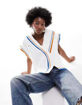 Nike Collection knitted vest in white and blue | ASOS | ASOS (Global)