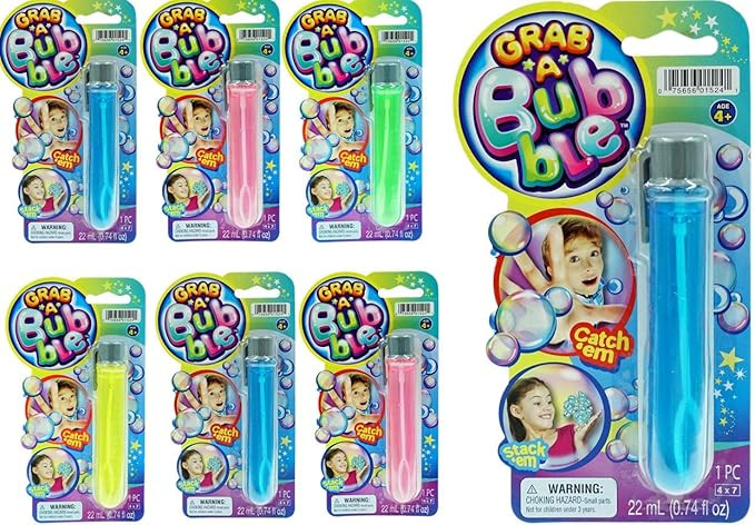 JA-RU Grab a Bubble - Touchable Mini Bubbles Wand Toy (6 Pack Assorted Color) | Small Bubble Wand... | Amazon (US)