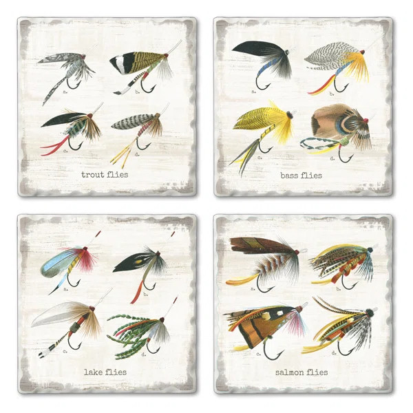 Fishing Flies Coaster (Set of 4) | Wayfair North America