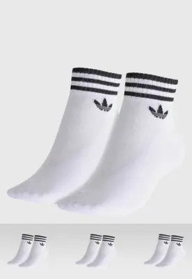 Kit 3pçs Meia adidas Originals Cano Médio Trefoil Branca | Dafiti (BR)
