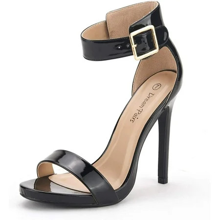 DREAM PAIRS Women s Ankle Strap Open Toe Stilettos High Heel Sandals Party Dress ELEGANTEE_N BLACK/P | Walmart (US)