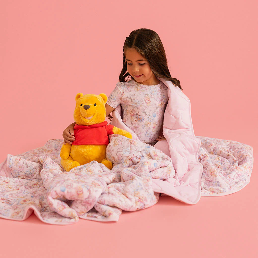 Pooh Bear Pink Reversible Baby Blanket | Disney Winnie the Pooh & Hundred Acre Wood | Posh Peanut