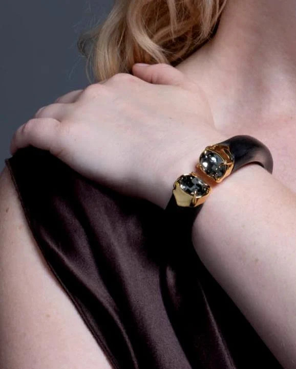 Black Bonbon Crystal Lucite Hinge Bracelet | Black Hinge Bracelet | Alexis Bittar