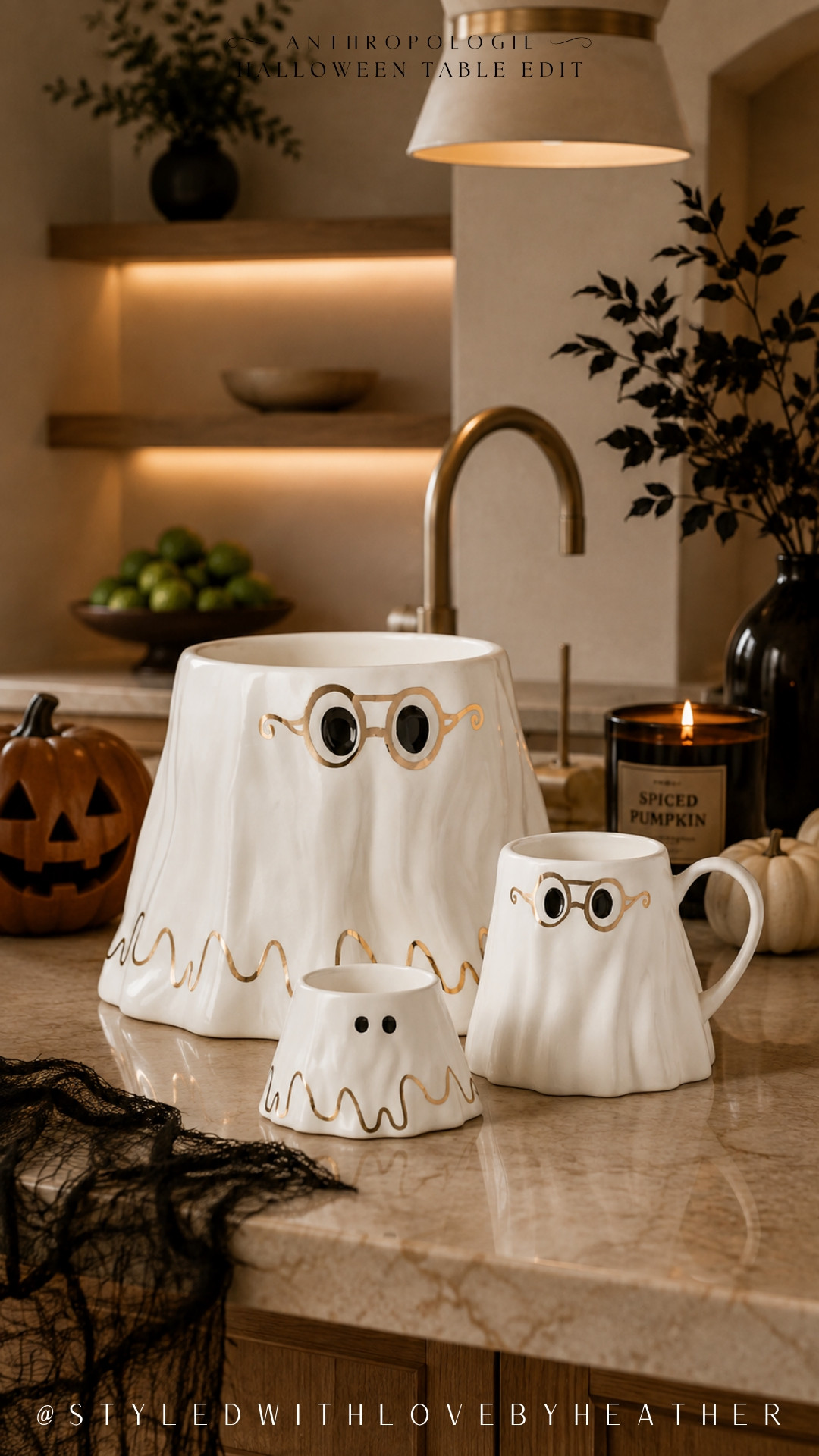 Spooky, but make it ridiculously cute. 👻✨ I’m obsessed with these little ghost pieces—the creamy ceramic and gold details make them feel so much more elevated than typical Halloween serveware, and they’re adorable styled right on the kitchen counter. Shop the Anthropologie Halloween ghost collection now. 

 #LTKdayinmylife #LTKSeasonal #LTKHome