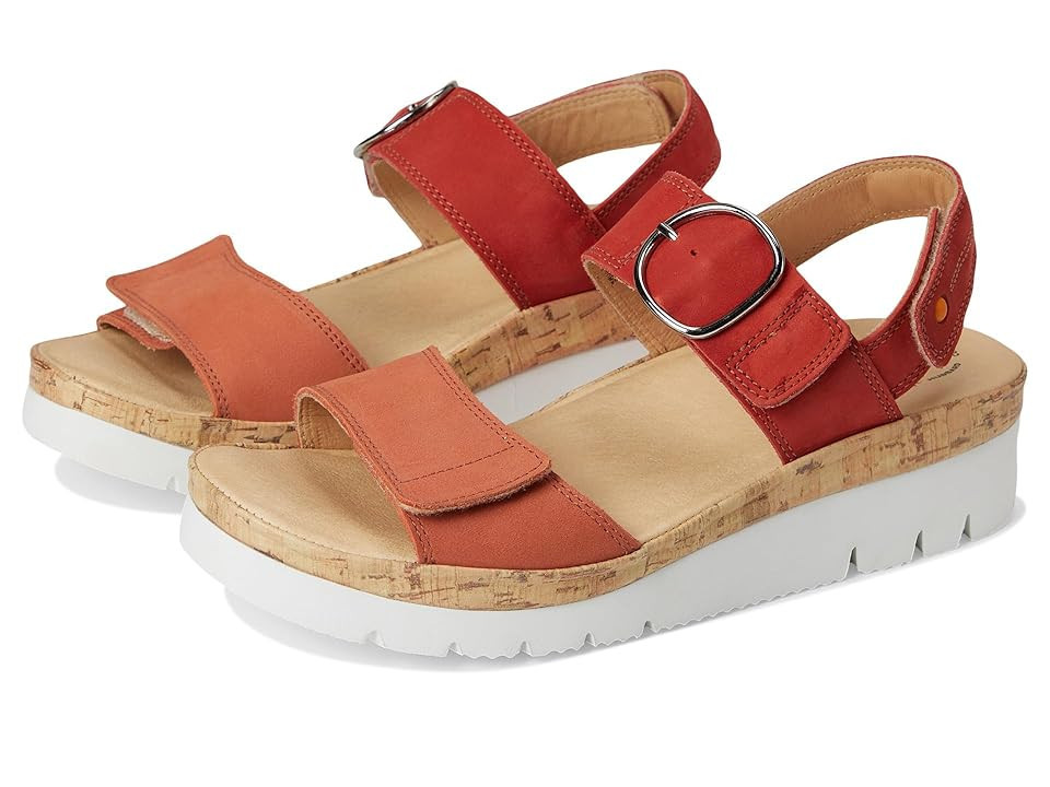 Samuel Hubbard Portola Two-Strap Women's Sandals Coral Nubuck: 6.5 C - Wide | Zappos.com