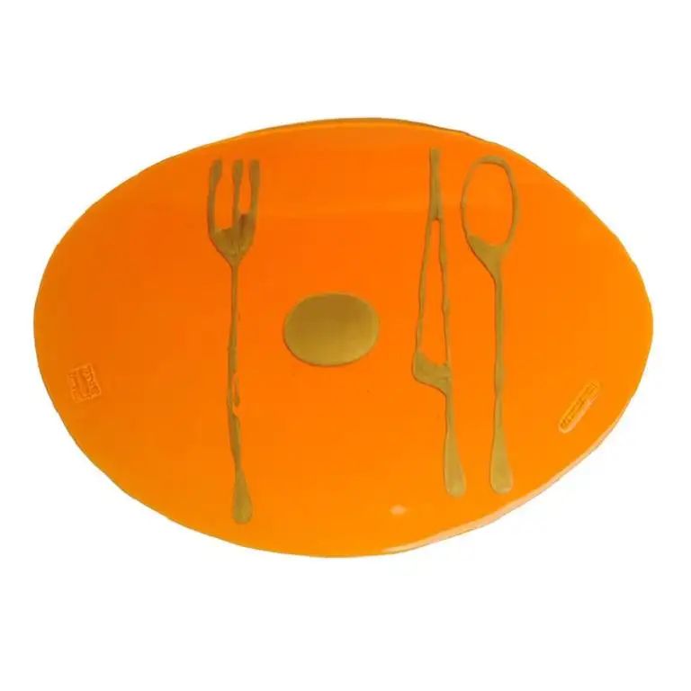 Set of 4 Table Mates Placemats in Clear Orange and Gold by Gaetano Pesce | 1stDibs