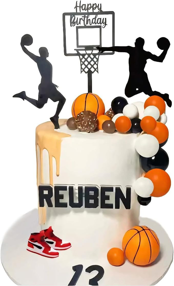Basketball Cake Toppers, Qoadwem 22pcs Basketball Cake Toppers For Boys Basketball Theme Party Ca... | Amazon (US)