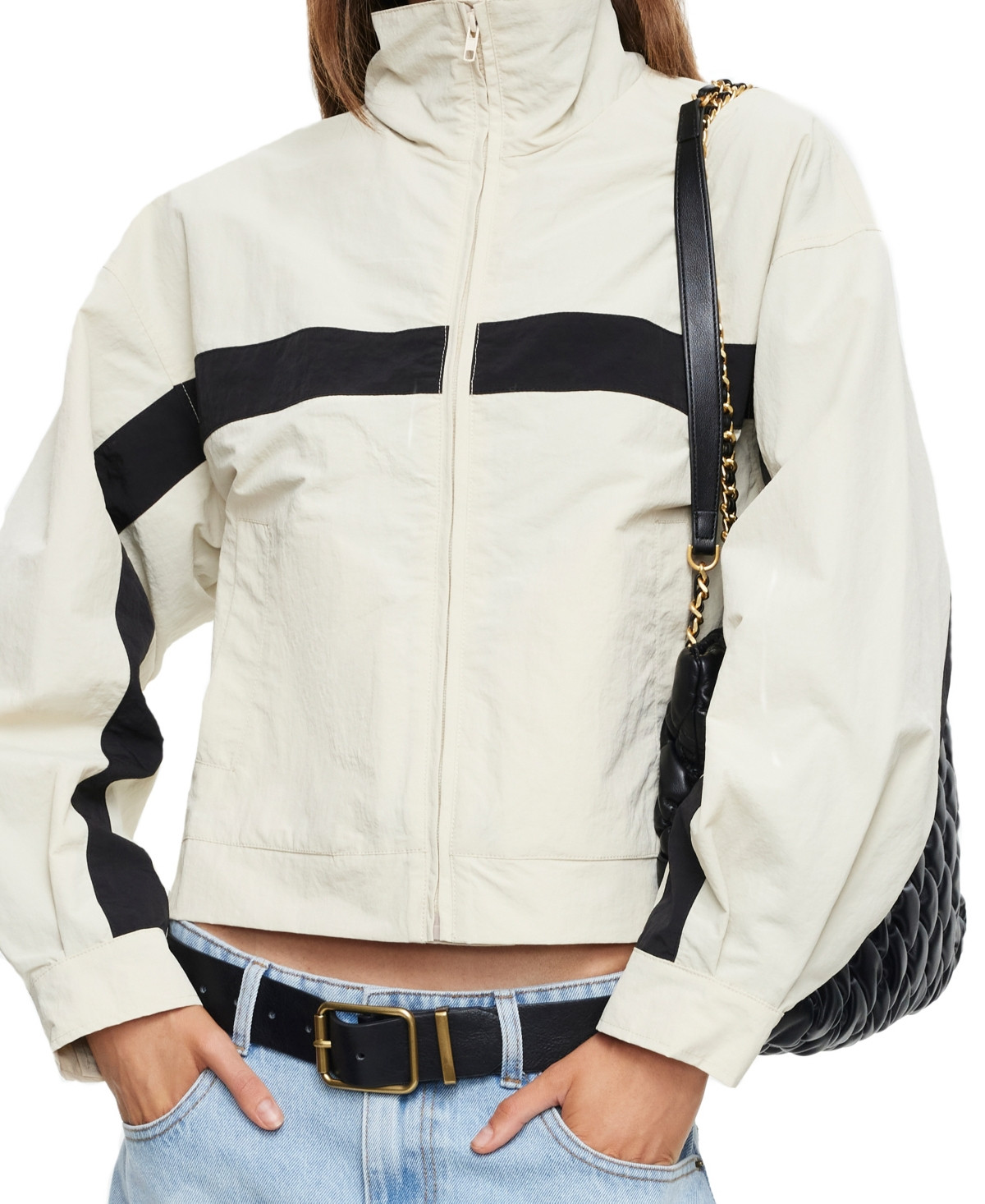 Lioness Women's Essential High Neck Windbreaker Jacket - Beige | Macy's