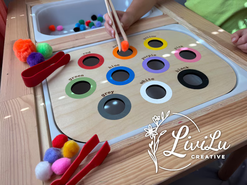 Color Sorting Wooden Insert - IKEA FLISAT Sensory Bin - Etsy | Etsy (US)