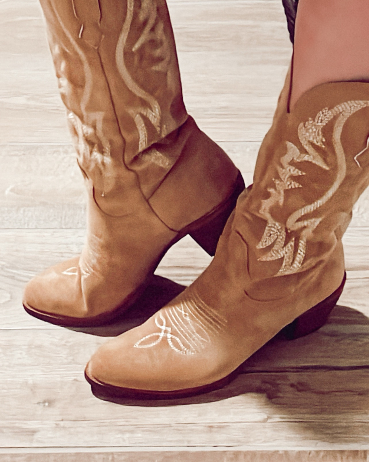 Tan Suede Almond toe Cowboy boots
