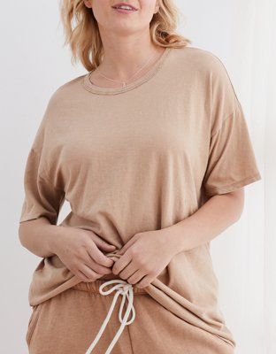 Aerie Oversized Distressed Boyfriend T-Shirt | American Eagle Outfitters (US & CA)