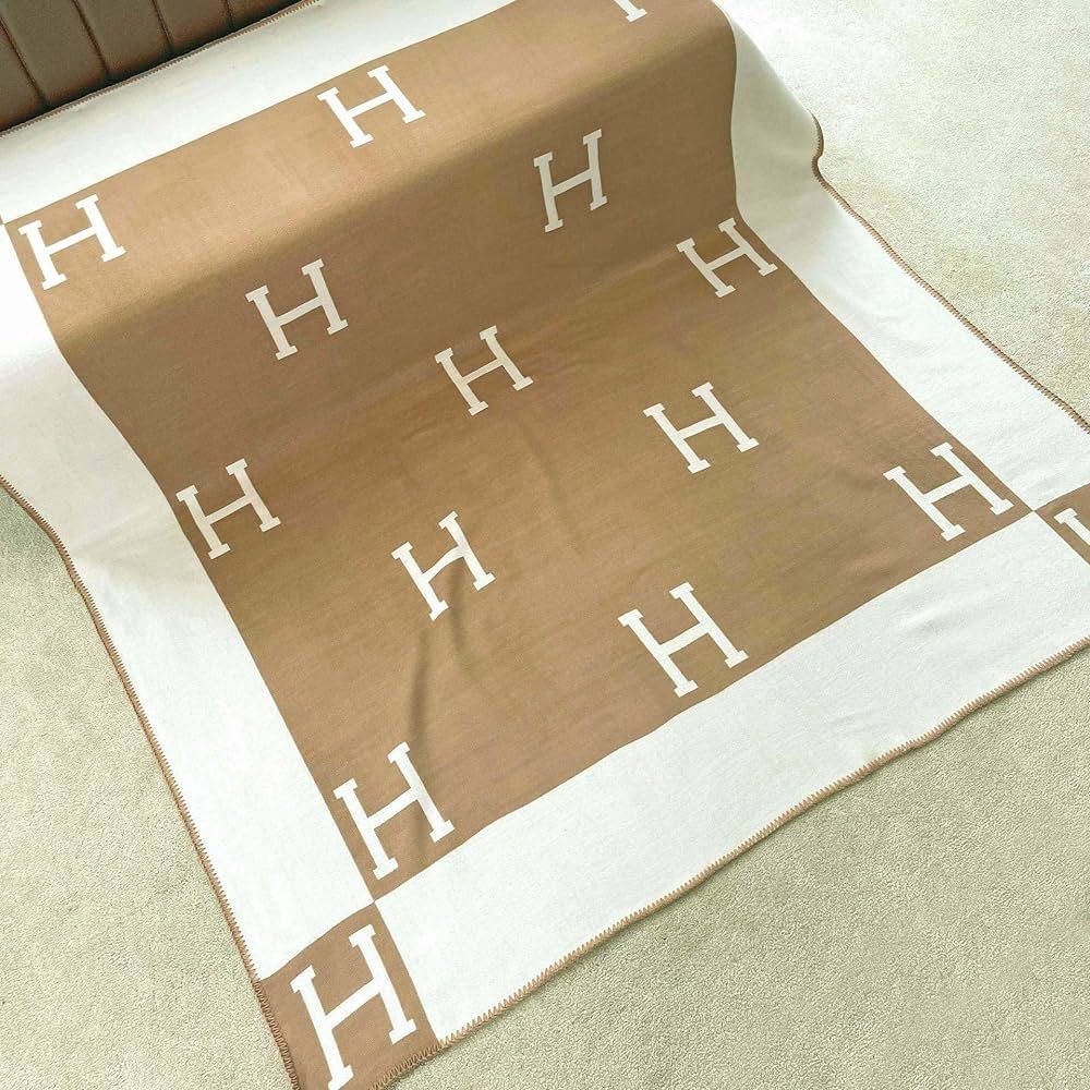 Luxury H Letter Throw Blanket - [Beige] - Premium Wool Blanket, Exquisite Design | Amazon (US)