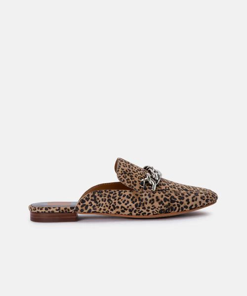 HAYAT FLATS IN TAN/BLACK DUSTED LEOPARD SUEDE | DolceVita.com