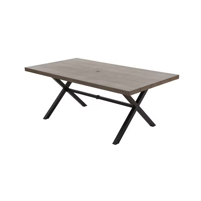 allen + roth Caledonia Rectangle Outdoor Dining Table 40-in W x 74-in L with Umbrella Hole | Lowe's