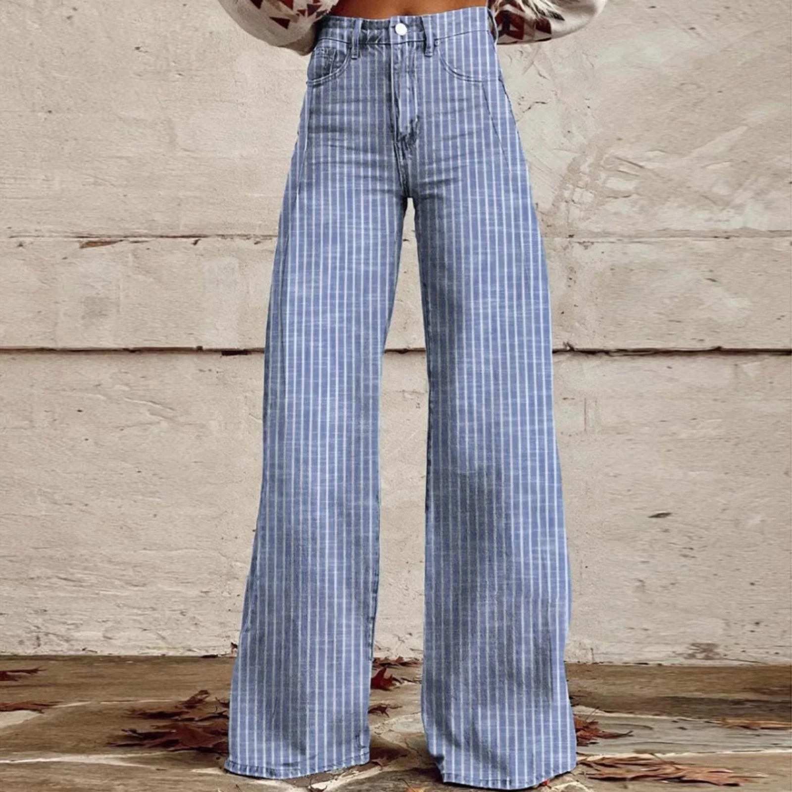 Women's Flare Wide Leg High Waisted Casual Vintage Floral Print Pants Casual Colorful Trouser | Walmart (US)