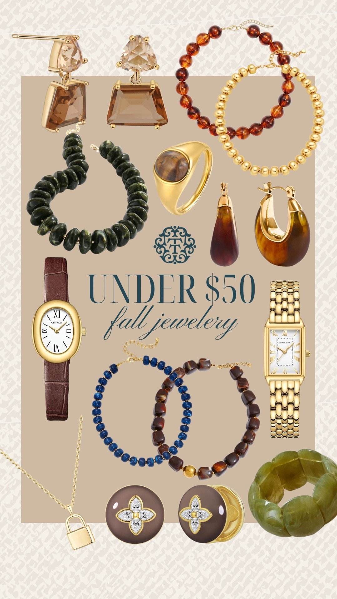 We’re loving these under $50 jewelry finds for adding a little something extra to fall outfits. 🤎✨ From chunky beaded necklaces and statement earrings to classic gold watches, bracelets, and rings, these pieces bring in the prettiest rich fall tones without the splurge. Such an easy way to make even a simple sweater-and-denim look feel more styled!
#LTKSeasonal #LTKOver40 #LTKMidsize #FallJewelry #JewelryFinds #AffordableJewelry #FallAccessories #StatementJewelry #GoldJewelry #Under50