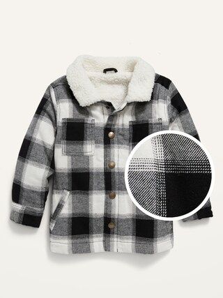 Unisex Buffalo Plaid Sherpa-Lined Shacket for Toddler | Old Navy (US)