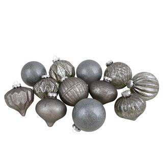 12ct. 3" Neutral Tone Finial & Glass Ball Christmas Ornaments By Northlight in Gray/Silver | Michaels® | Michaels Stores