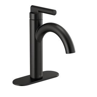 Delta Nicoli J-Spout Single Hole Single-Handle Bathroom Faucet in Matte Black 15749LF-BL | The Home Depot