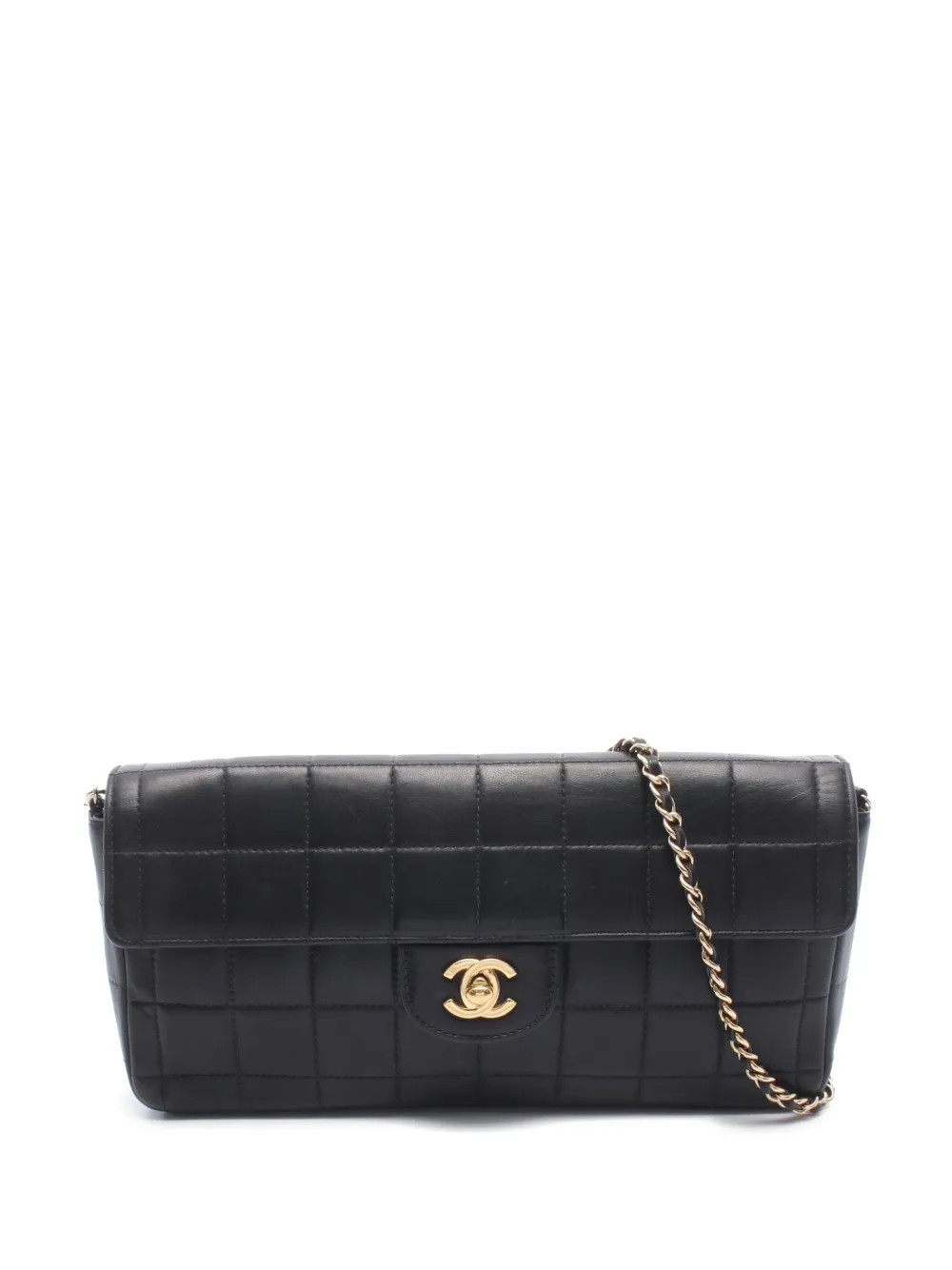 CHANEL Pre-Owned 2003-2004 Chocolate Bar Lambskin East West Flap shoulder bag - Black | Farfetch Global