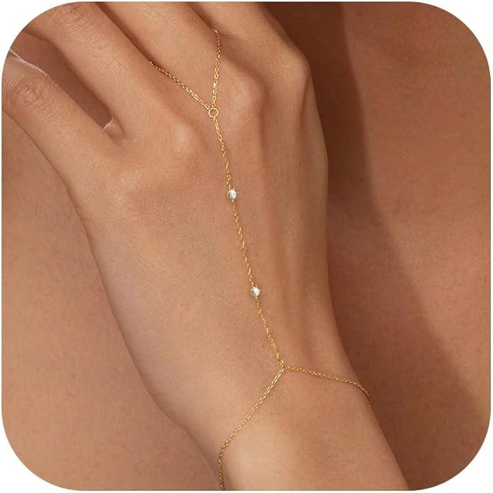 Gold Bracelets for Women Trendy,14K Real Gold Plated Dainty Stackable Paperclip Cuban Link Chain ... | Amazon (US)