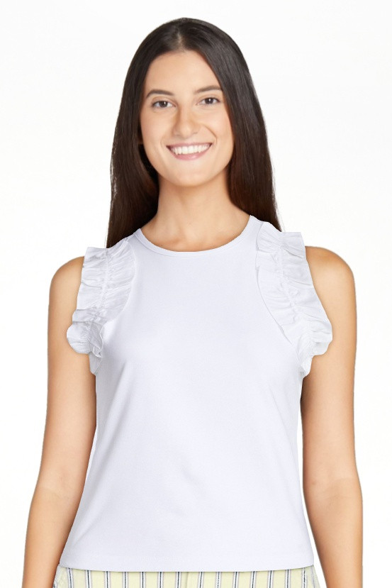 Free Assembly Women's and Women's Plus Ruffle Trim Mixy Tank Top, Sizes XS-4X | Walmart (US)