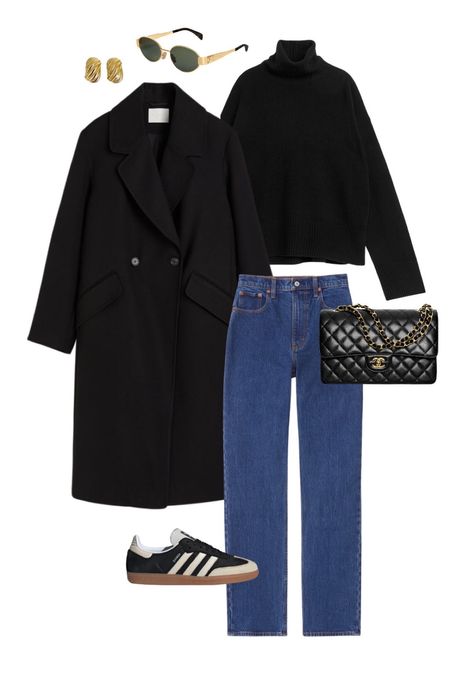 Styling Adidas Sambas 🖤


Black cashmere jumper, Dark blue denim jeans, Adidas Sambas, Black coat, Long coat, Gold frame sunglasses, Vintage earrings, Gold studs